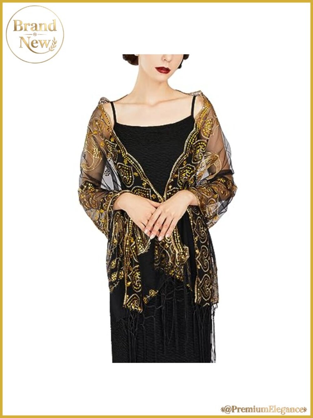 1920s Sequin Flapper Shawl Wrap Evening Party Formal